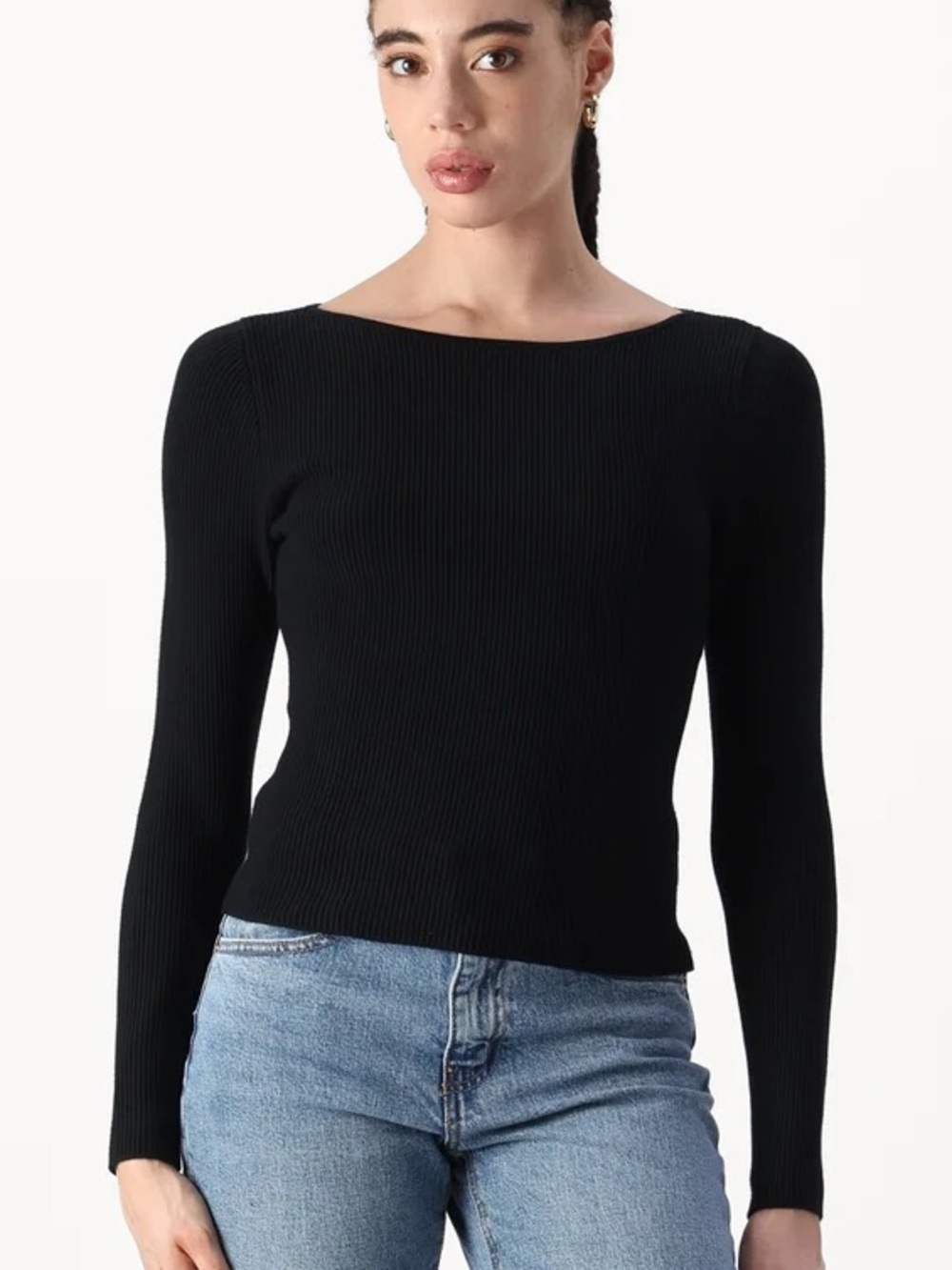 Abercrombie & Fitch Ottoman Boatneck Ribbed Top – Women’s Medium, Black